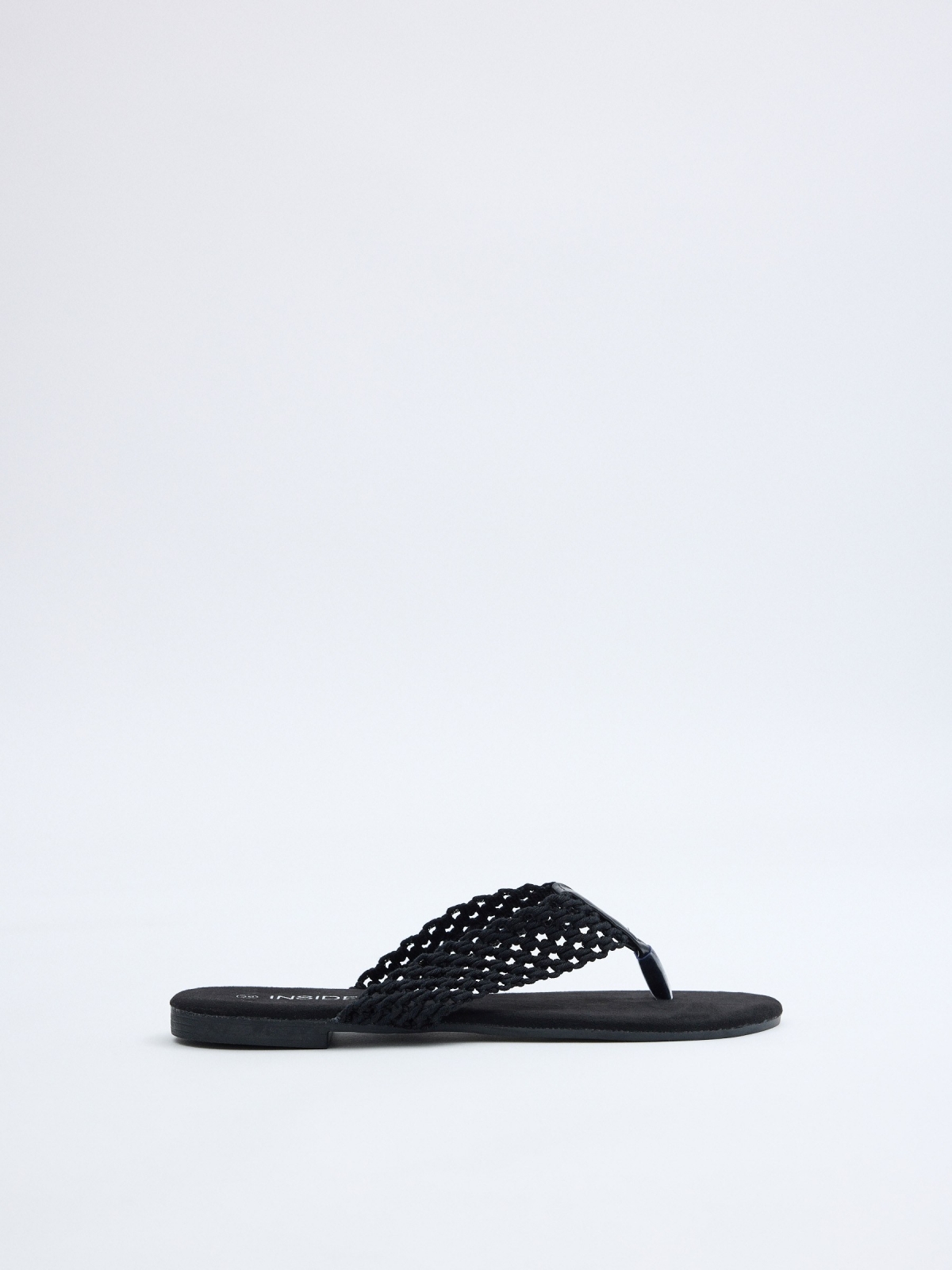 Sandálias dedo crochê preto preto