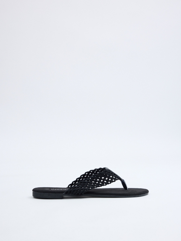 Sandalias dedo ganchillo negro negro