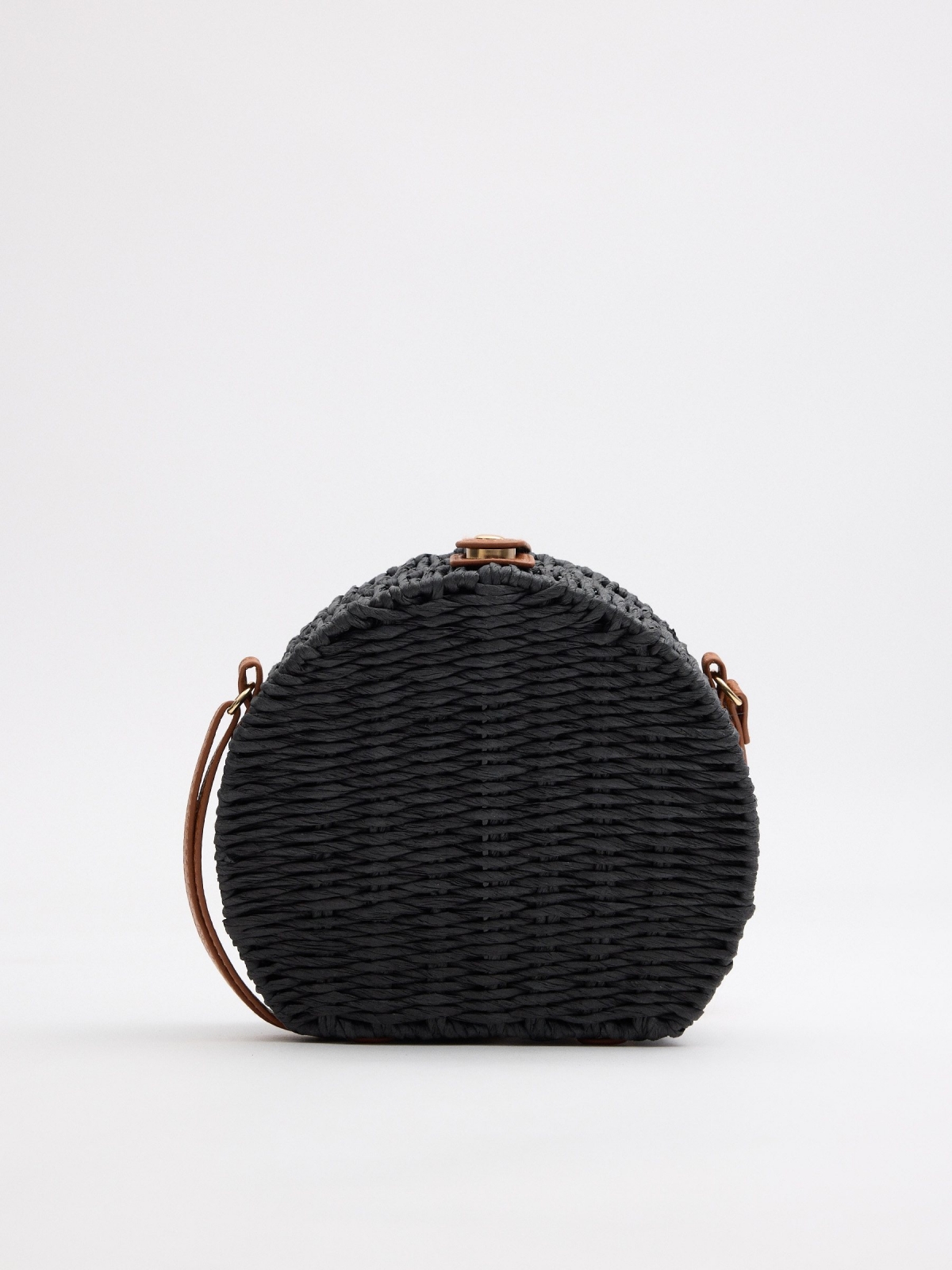Bolsa ráfia redonda preto