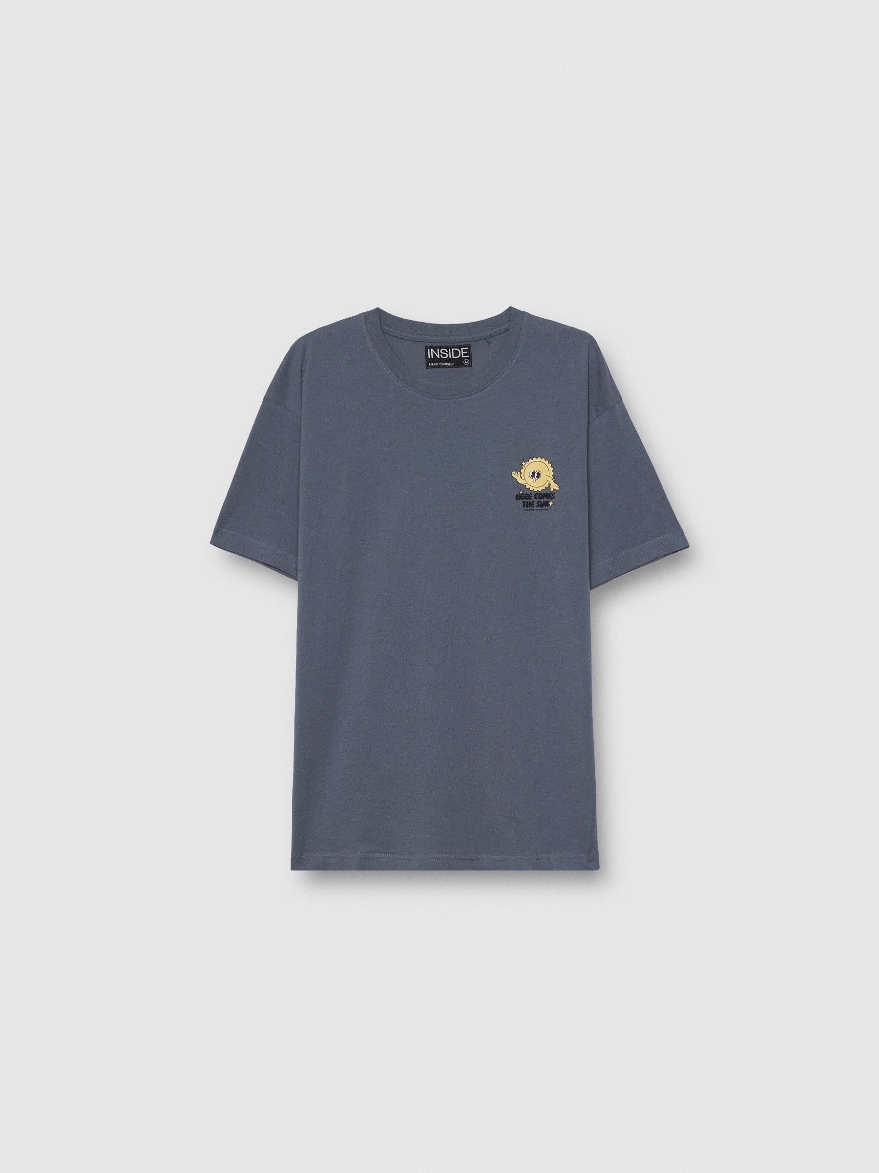 Camiseta Here comes the sun azul vista media frontal