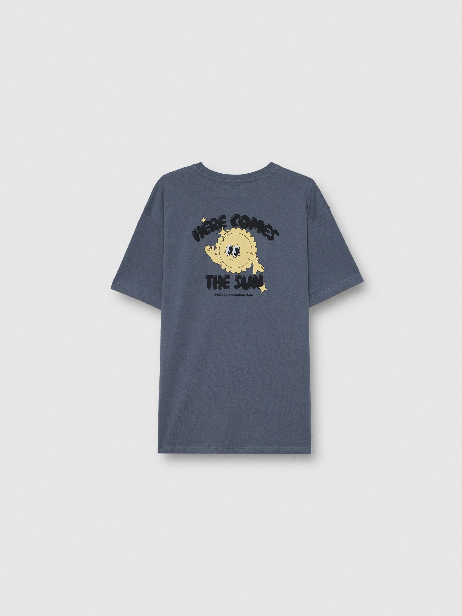 Camiseta Here comes the sun azul vista media frontal