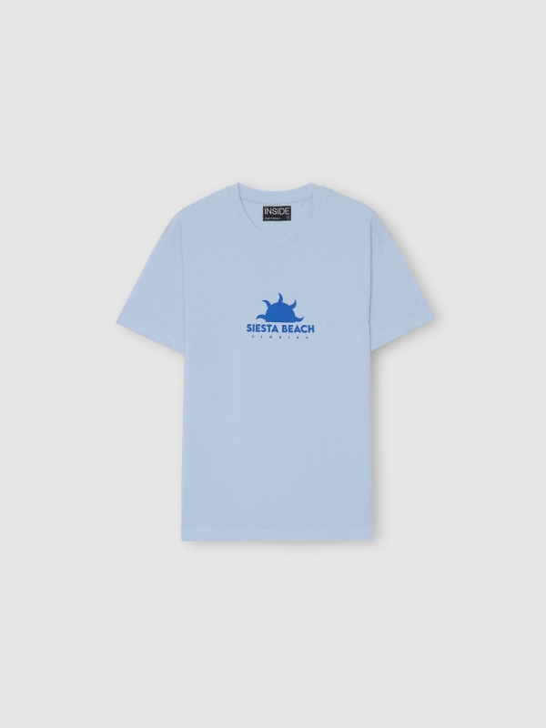 Camiseta Siesta Beach azul claro vista detalle