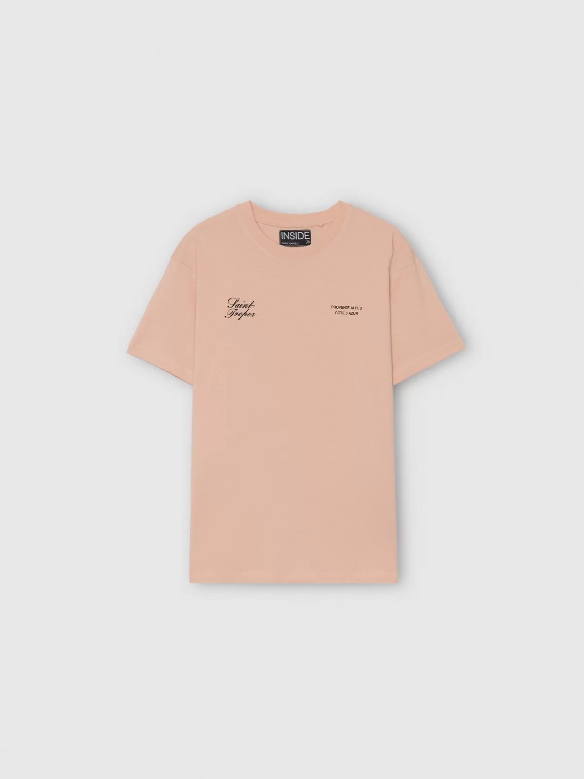 Camiseta de manga curta Saint-Tropez rosa nude vista detalhe