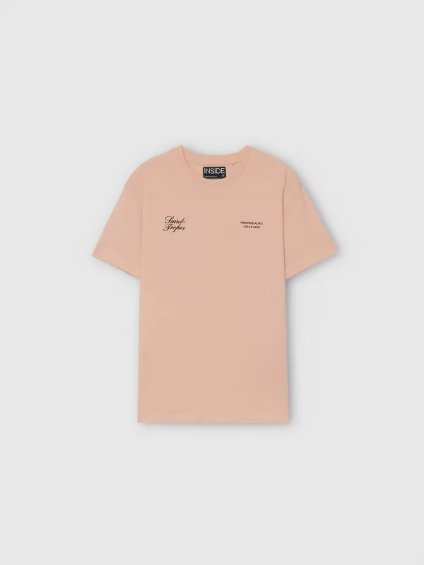 Camiseta de manga curta Saint-Tropez rosa nude vista detalhe