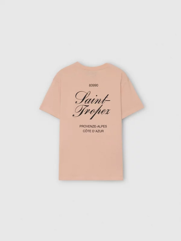 Camiseta de manga curta Saint-Tropez rosa nude vista detalhe
