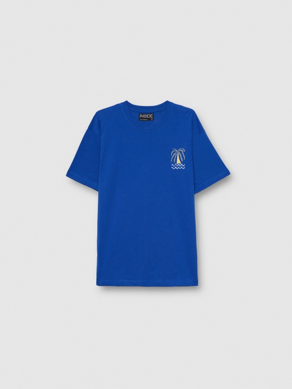 Camiseta Holly Days azul eléctrico vista detalhe