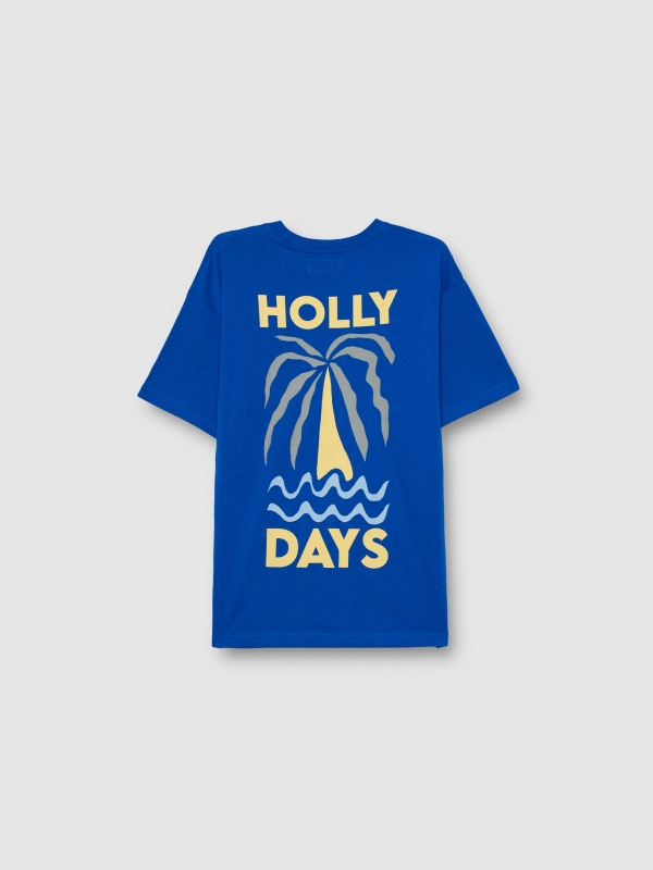 Camiseta Holly Days azul eléctrico vista detalhe