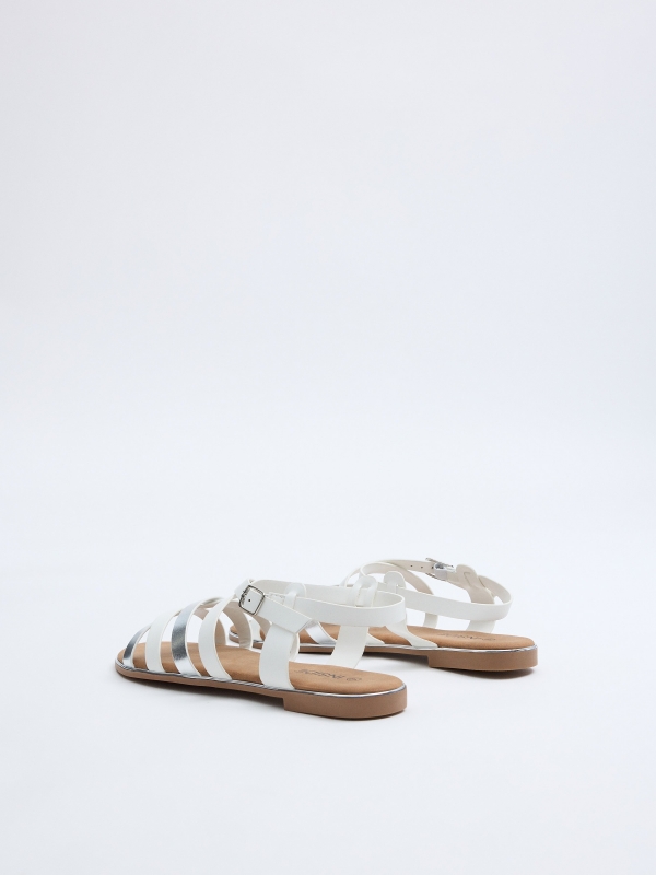 Sandalias tiras blanco y plateado blanco vista trasera 45º