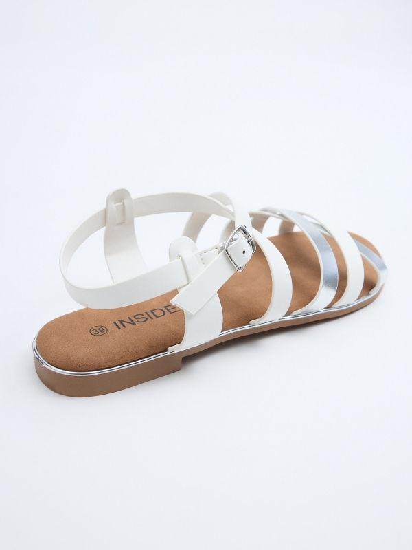 Sandalias tiras blanco y plateado blanco vista cenital