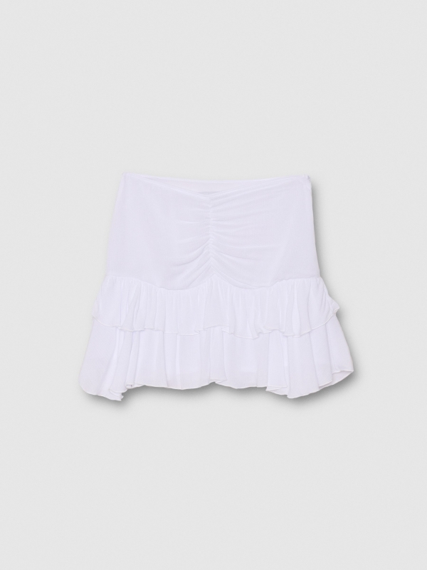 Falda volante blanco blanco vista detalle