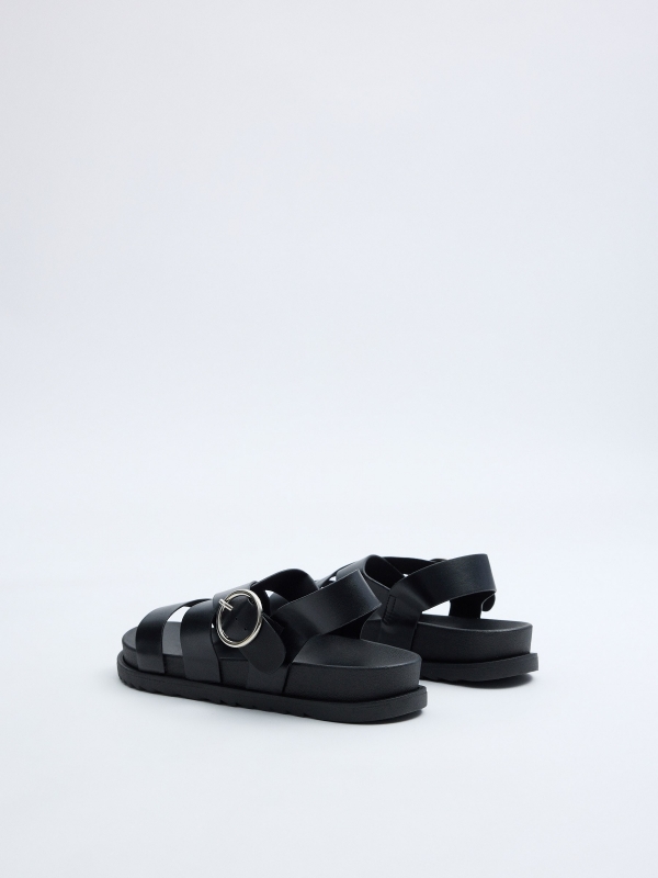 Sandalias cruzadas polipiel negro negro vista trasera 45º