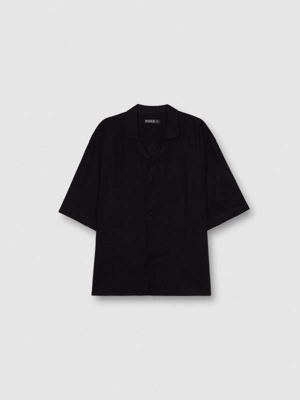 Camisa de manga curta preta preto vista detalhe