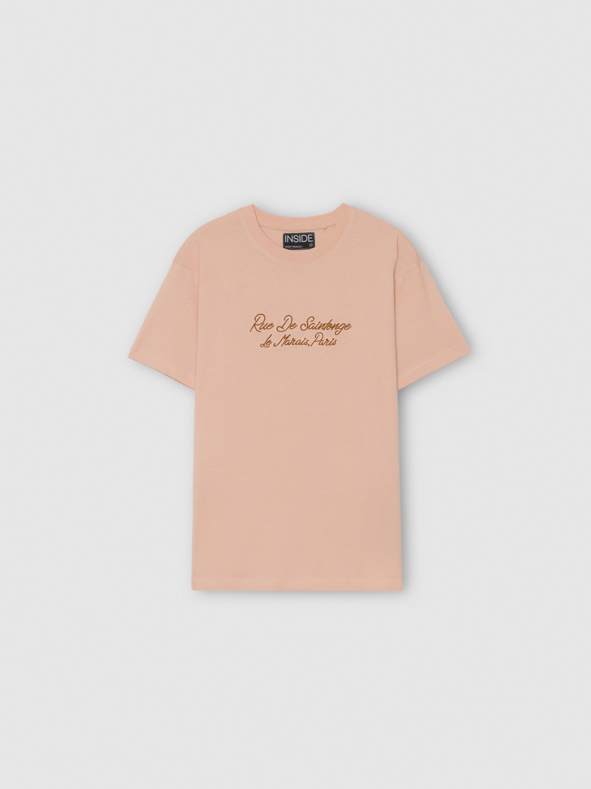Camiseta manga corta Paris rosa nude vista detalle
