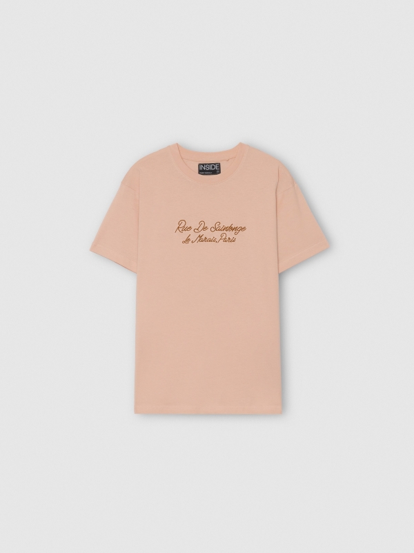 Camiseta manga corta Paris rosa nude vista detalle