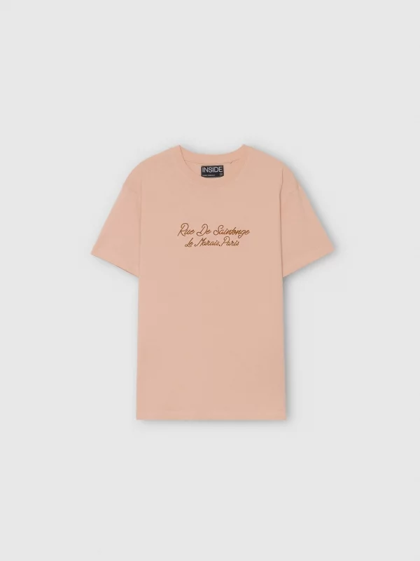 Short sleeve Paris t-shirt nude pink detail view