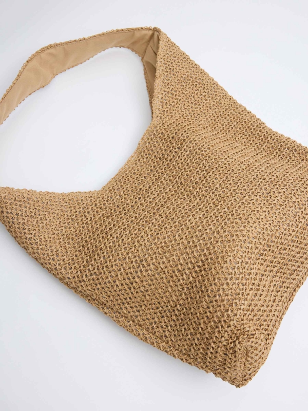 Bolsa de juta ombro marrom marrom vista lateral 45º