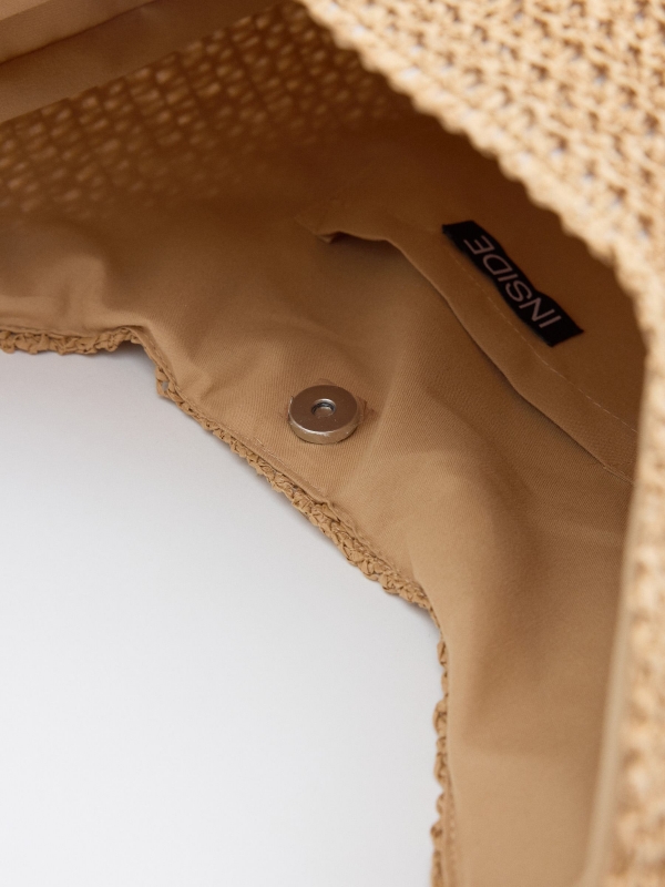 Bolsa de juta ombro marrom marrom vista detalhe