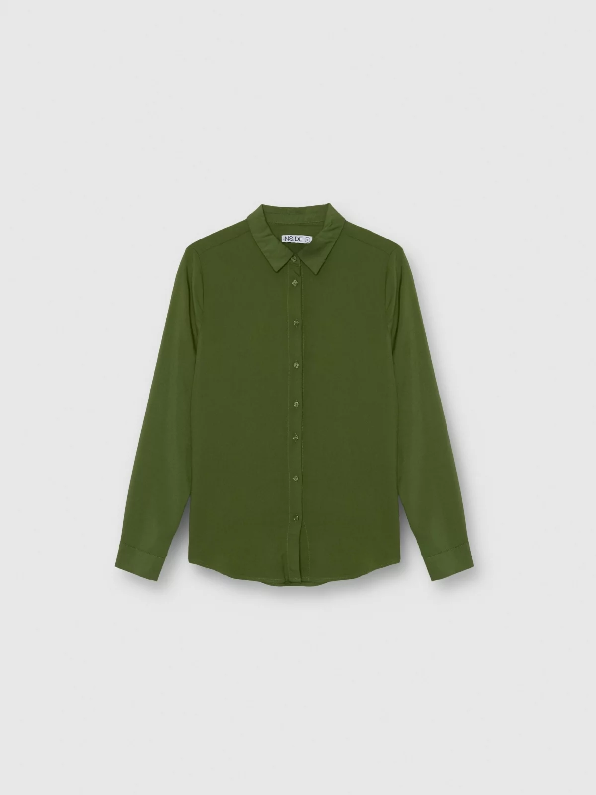 Camisa manga larga fluida verde vista detalle