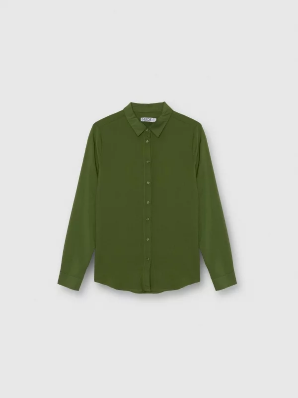Camisa manga larga fluida verde vista detalle