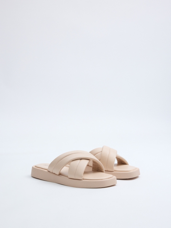 Sandalias tiras acolchadas crudo vista frontal 45º