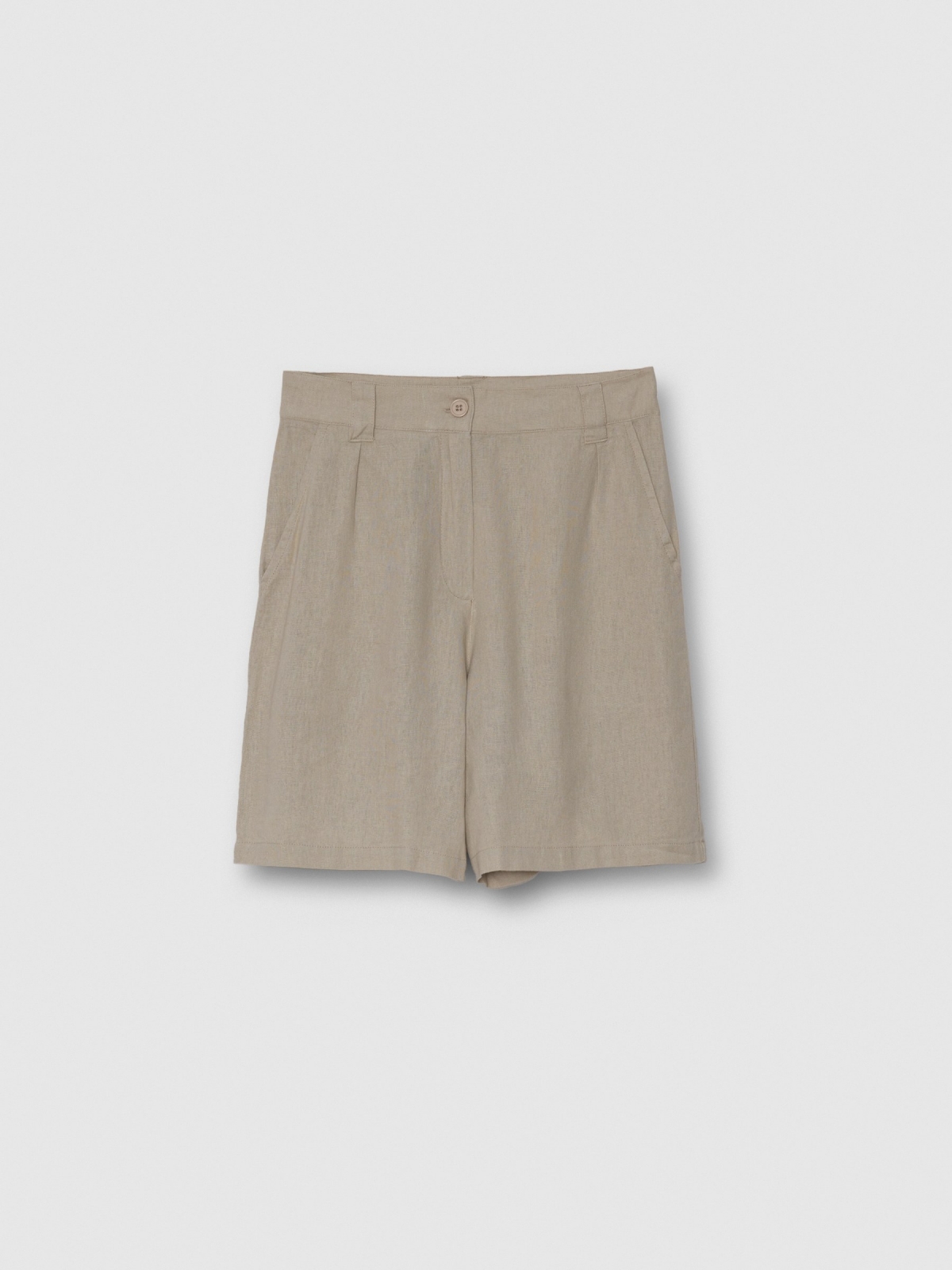Bermuda taupe linho taupe vista detalhe