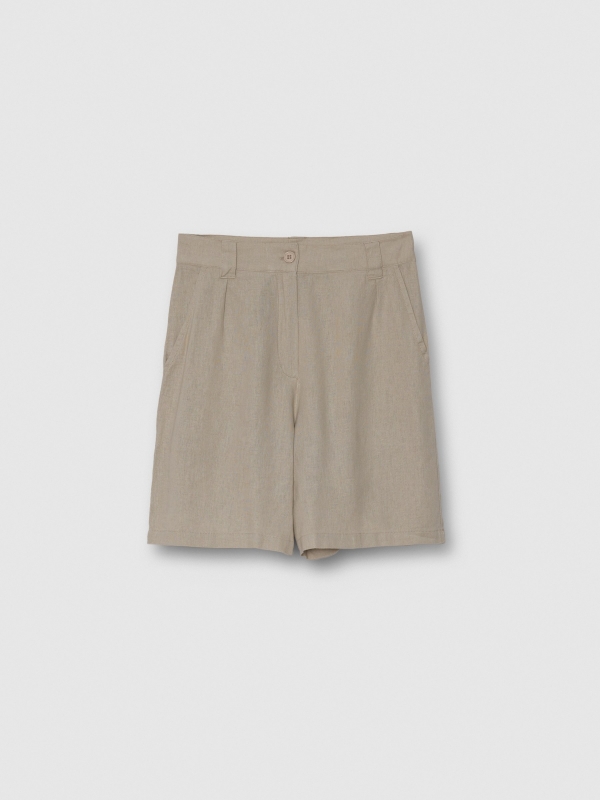 Bermuda taupe linho taupe vista detalhe