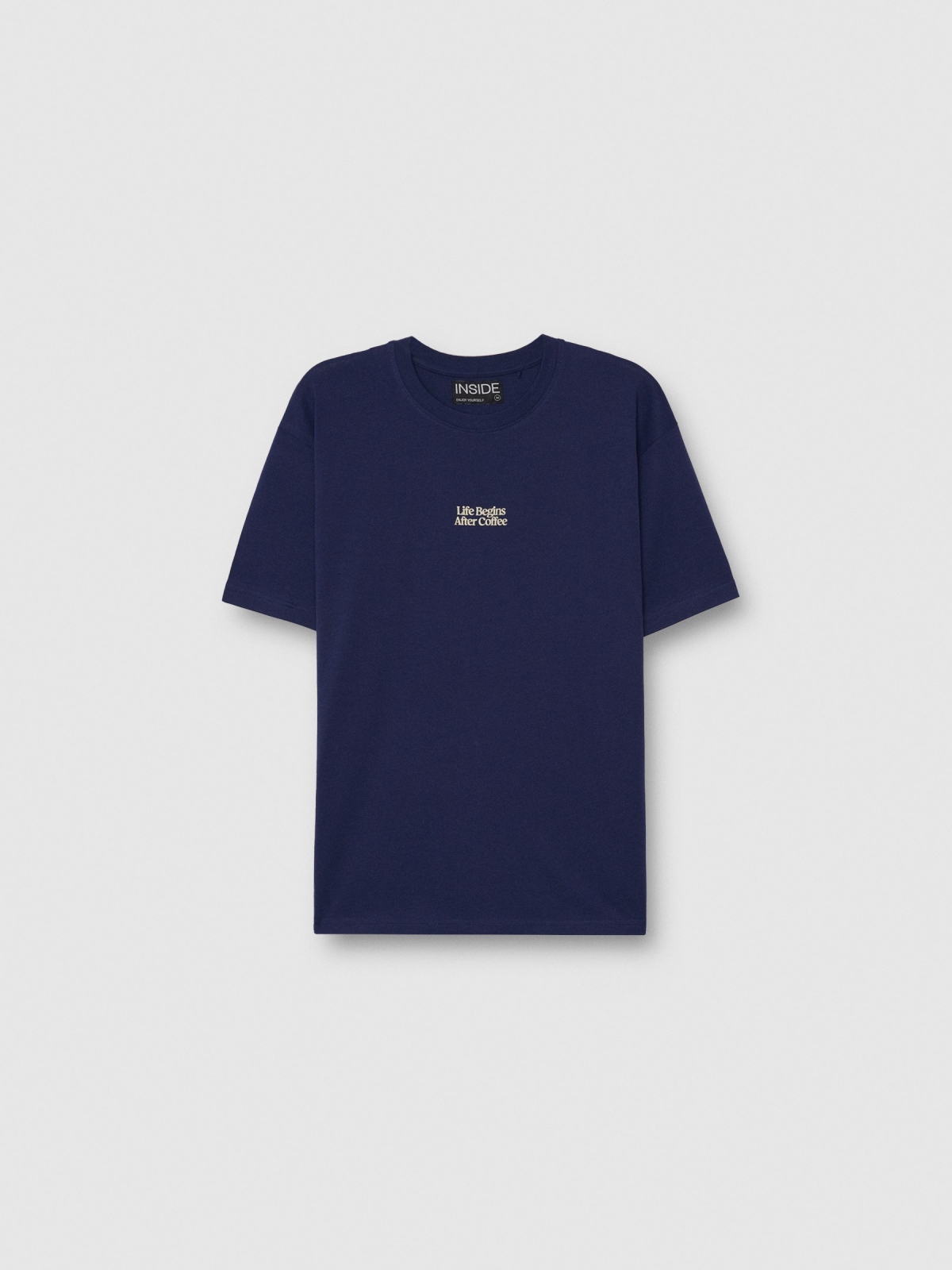 Camiseta Coffee azul marino vista detalle