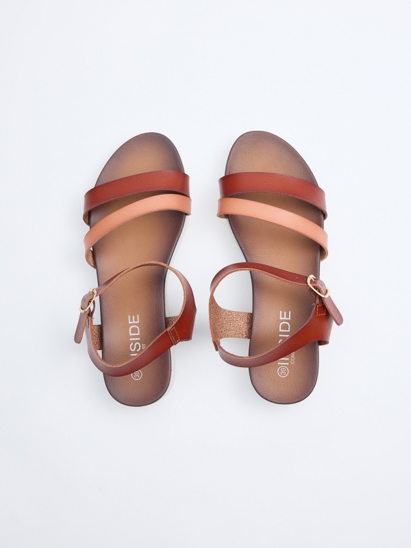 Brown comfort strap sandals dark brown with a model