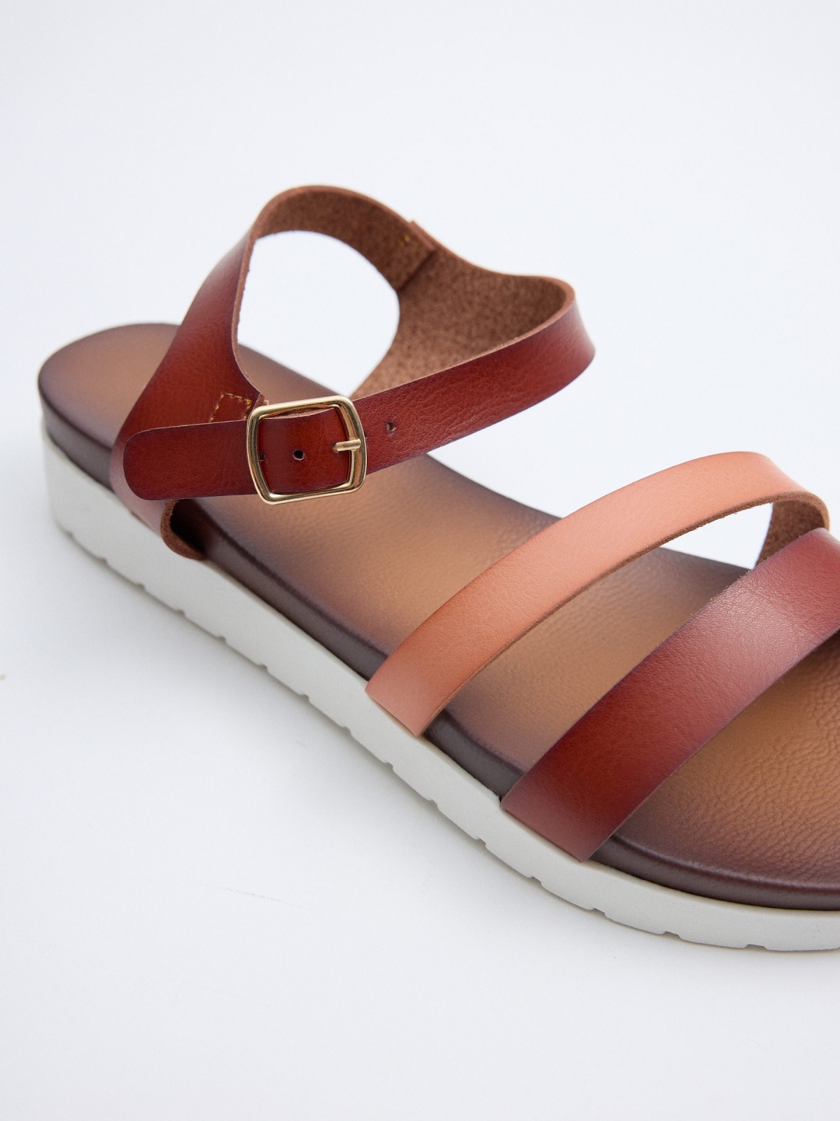 Brown comfort strap sandals dark brown zenithal view