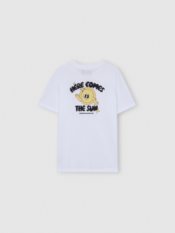 Camiseta Here comes the sun blanco vista detalle