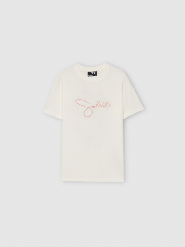 Camiseta manga corta Soleil blanco roto vista detalle