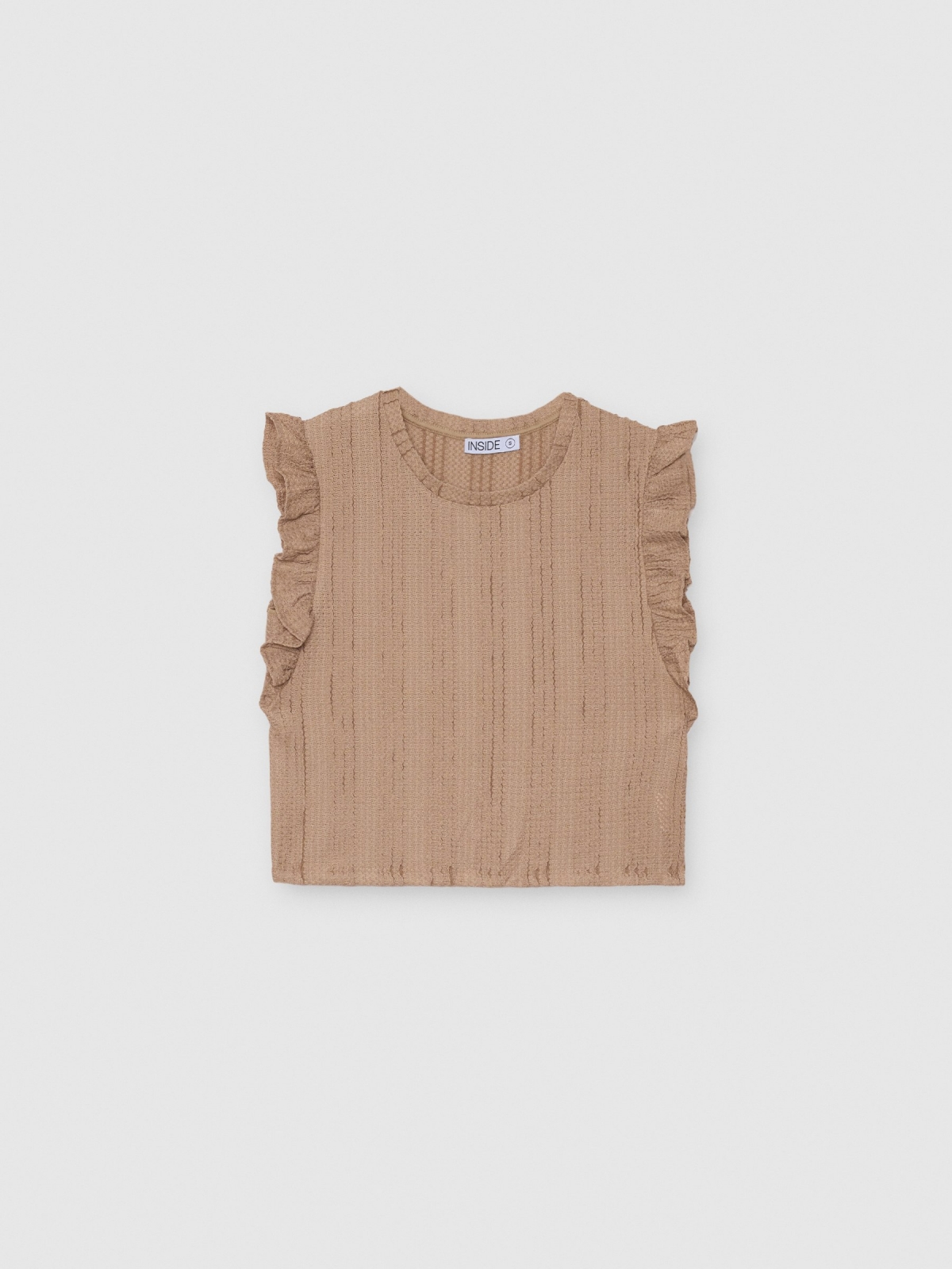 Camiseta volantes crop taupe vista detalle