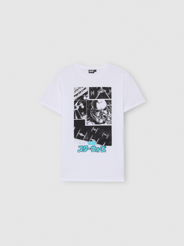 Camiseta Star Wars blanco vista detalle