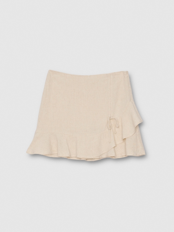 Falda pantalón volante beige vista detalle