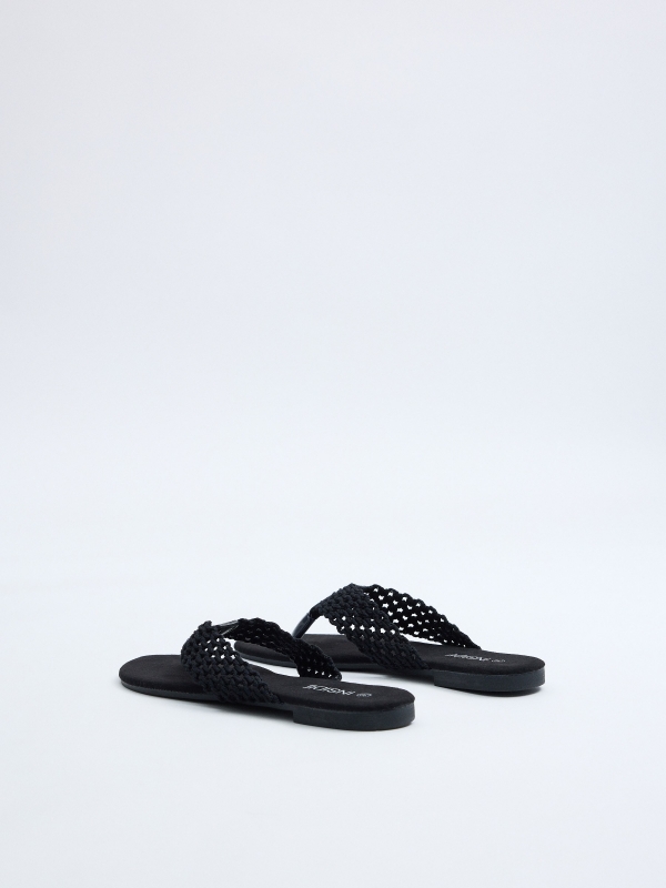 Sandalias dedo ganchillo negro negro vista trasera 45º