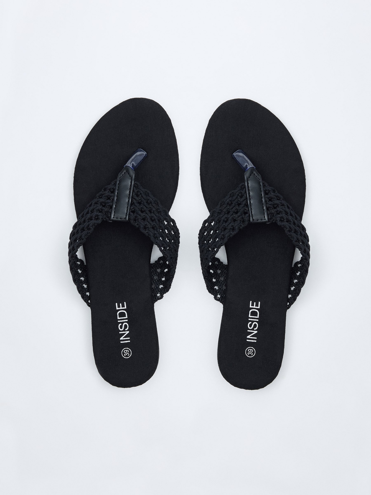 Sandalias dedo ganchillo negro negro con modelo
