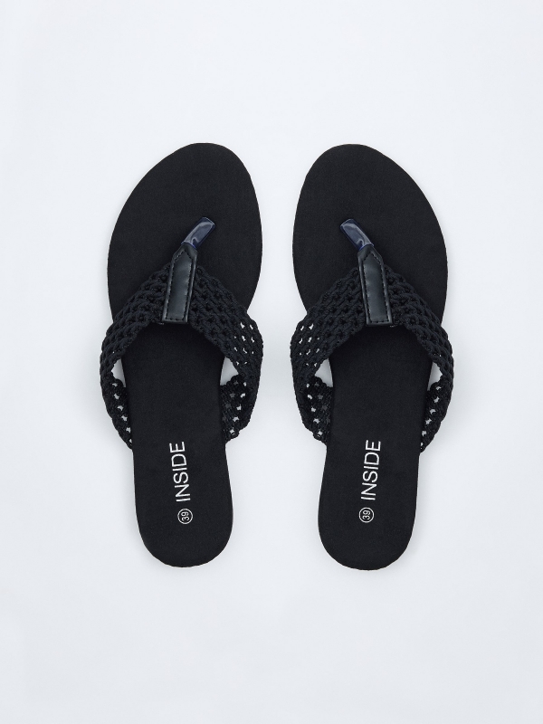 Sandalias dedo ganchillo negro negro con modelo