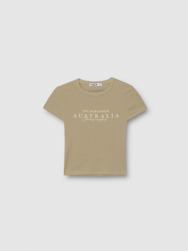 Camiseta canelada Austrália verde acinzentado vista detalhe