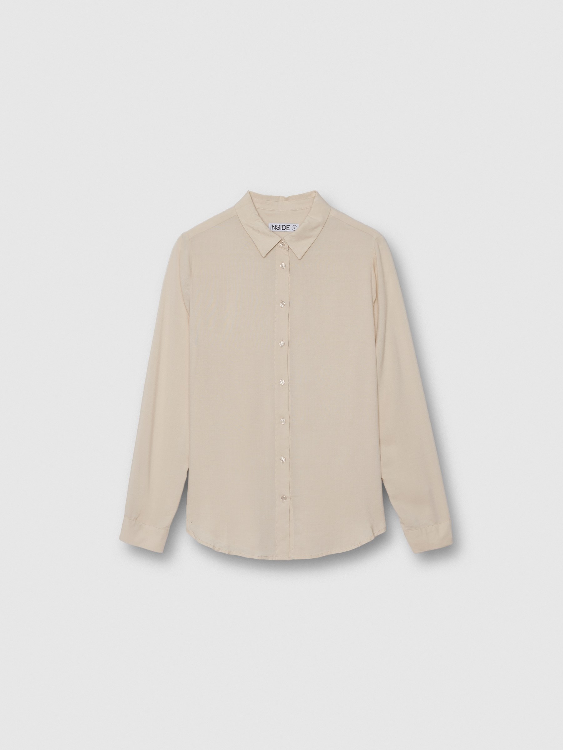 Fluid long-sleeve shirt sand middle front view