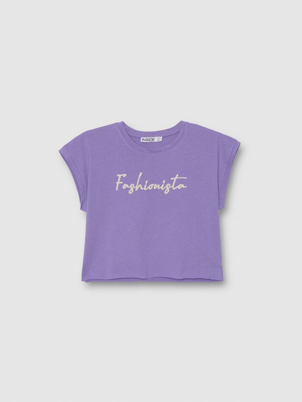 Camiseta sin mangas fashionista lila vista detalle