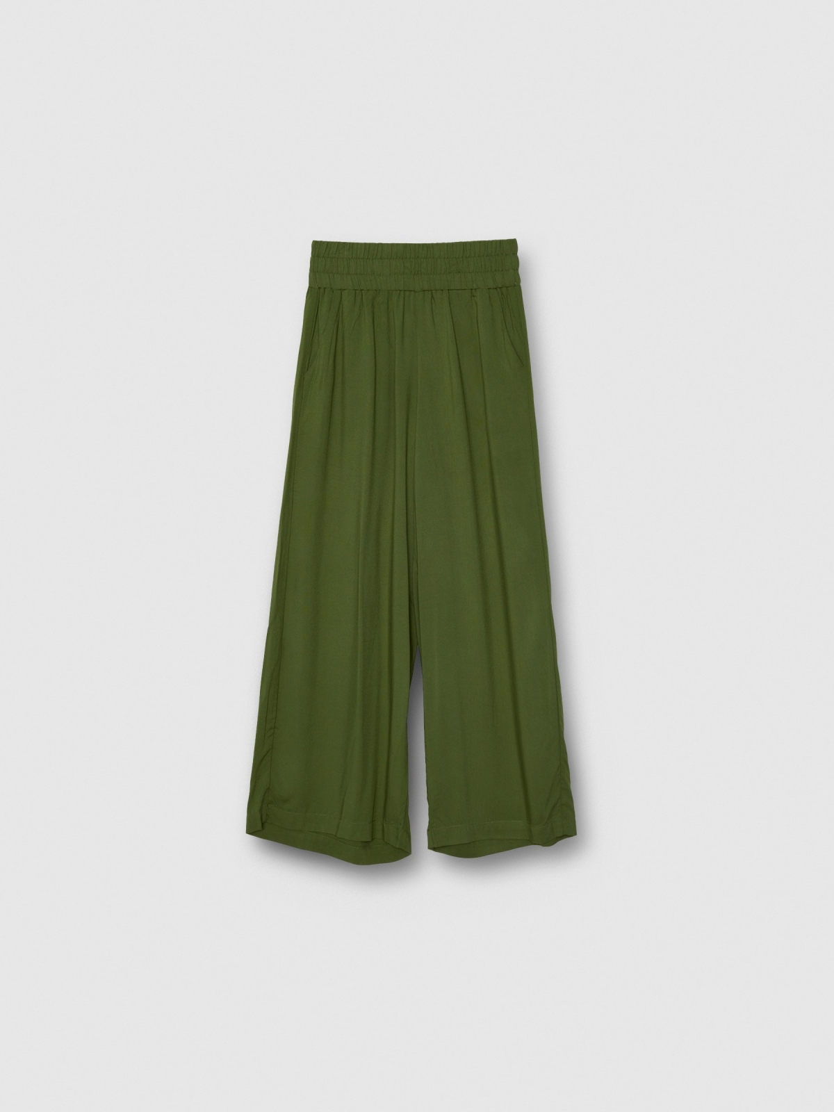 Pantalón wide leg verde vista detalle