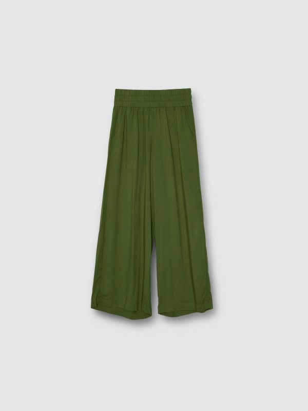 Pantalón wide leg verde vista detalle