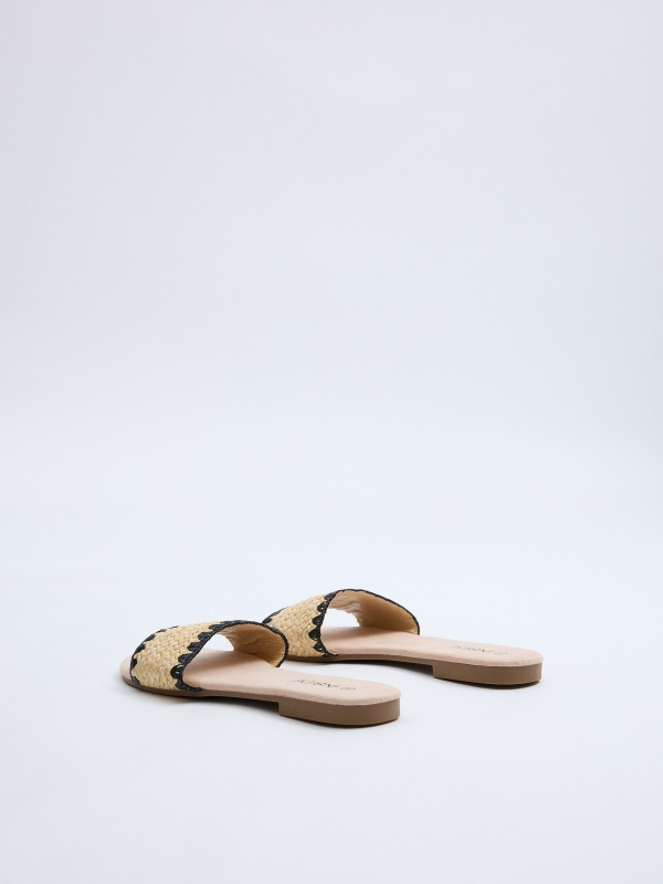 Raffia slide sandals sand 45º back view