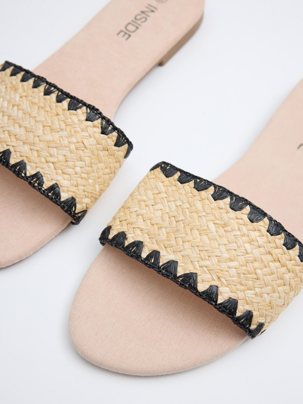 Raffia slide sandals sand zenithal view
