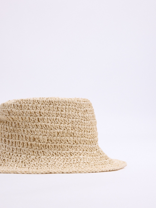 Jute bucket hat beige detail view