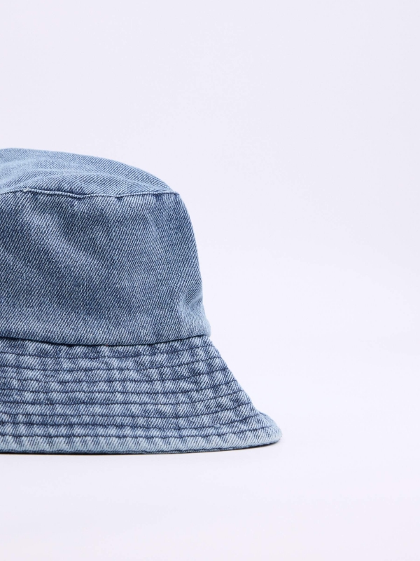 Denim bucket hat blue 45º back view