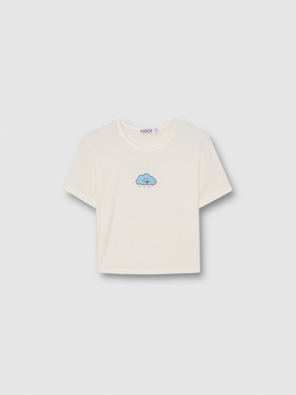 Camiseta nube manga corta blanco roto vista detalle