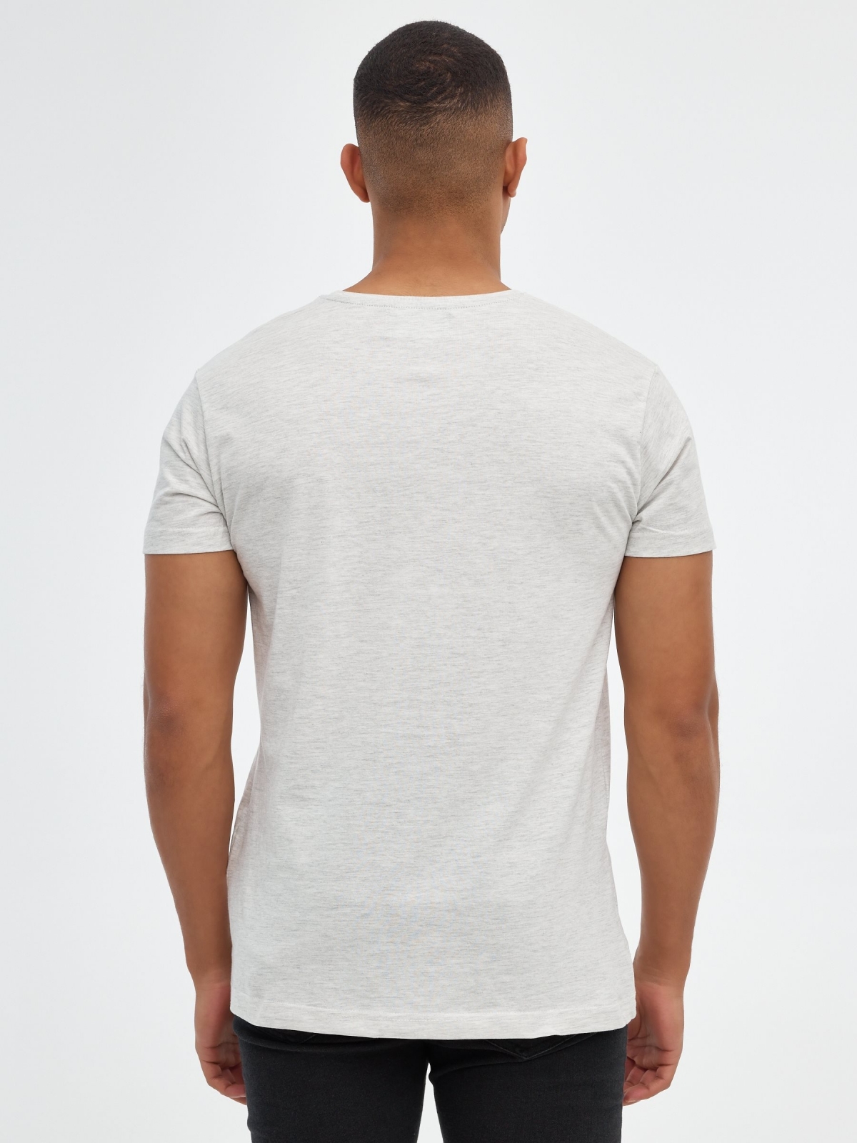 INSIDE basic T-shirt light grey middle back view