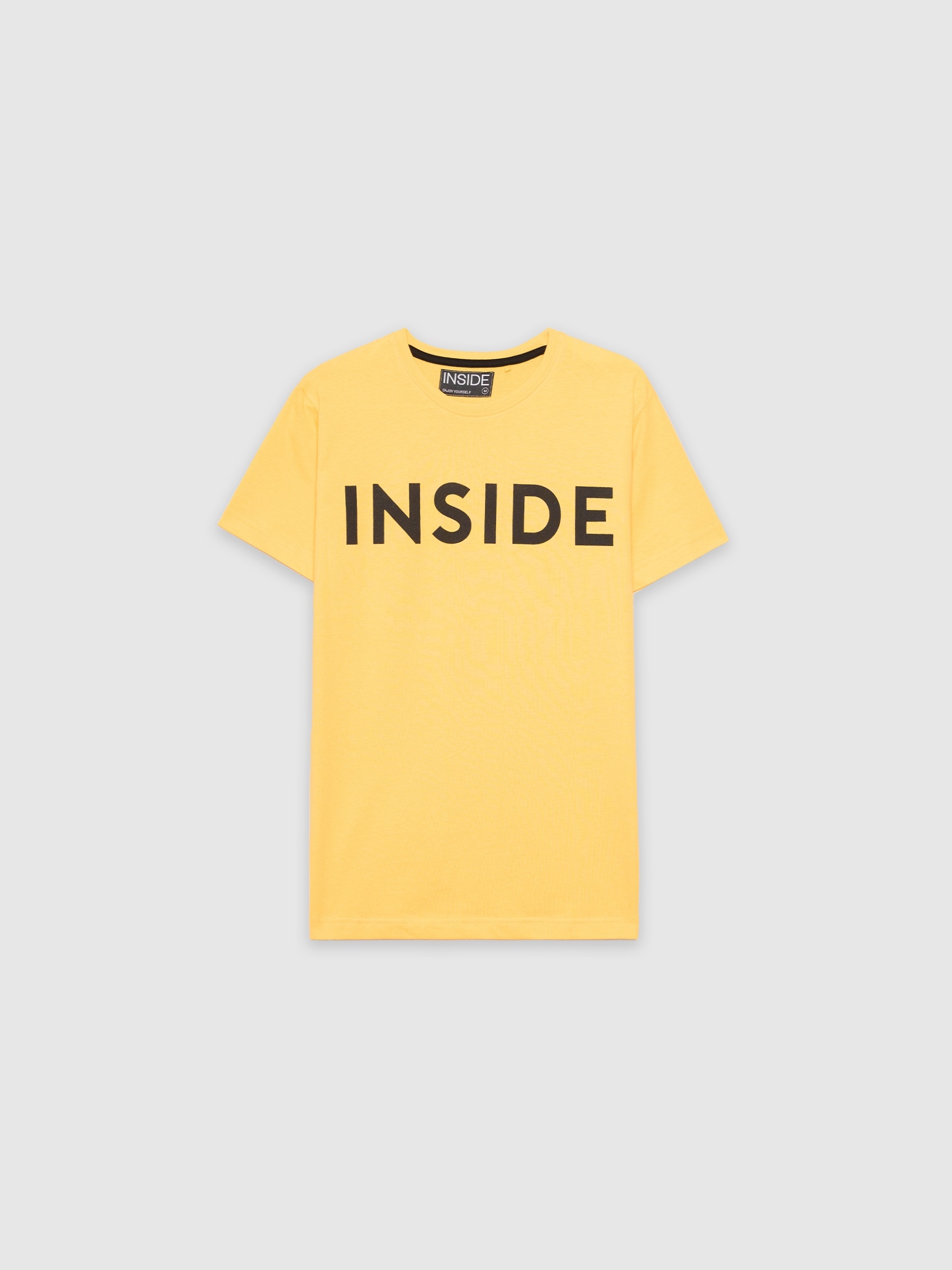 T-shirt básica INSIDE ocre vista meia frontal