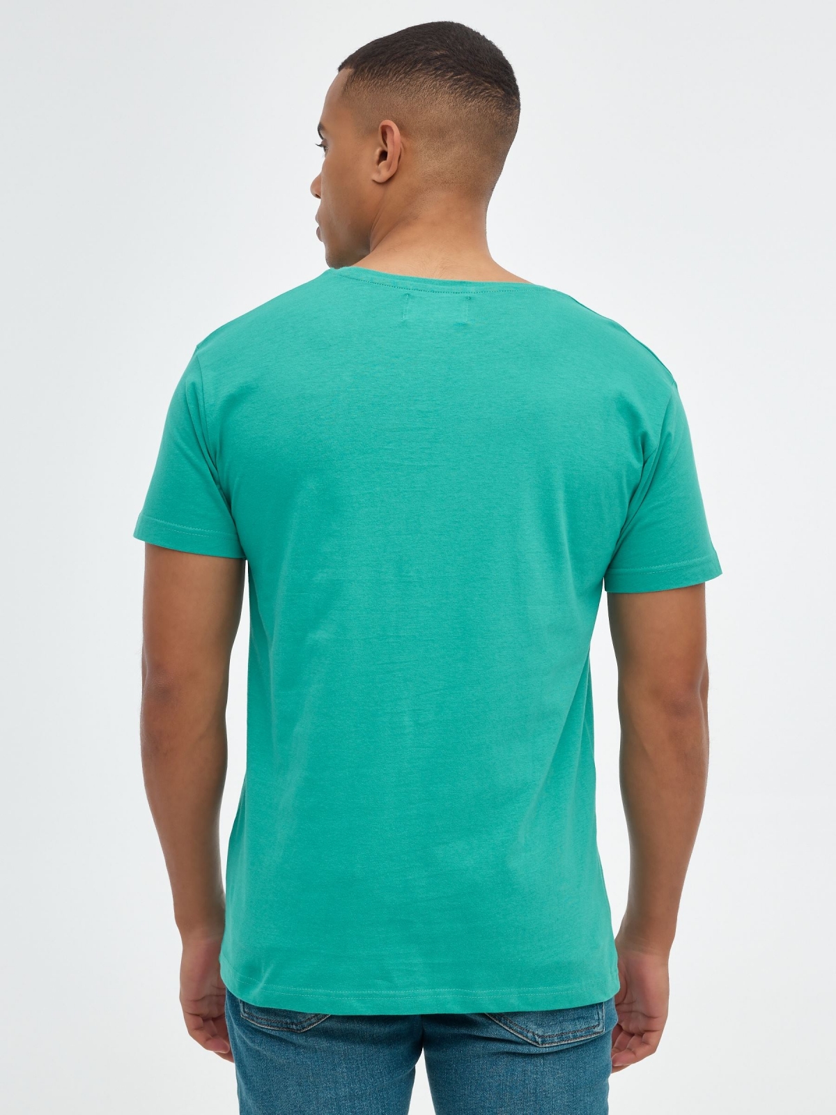 INSIDE basic T-shirt water green middle back view